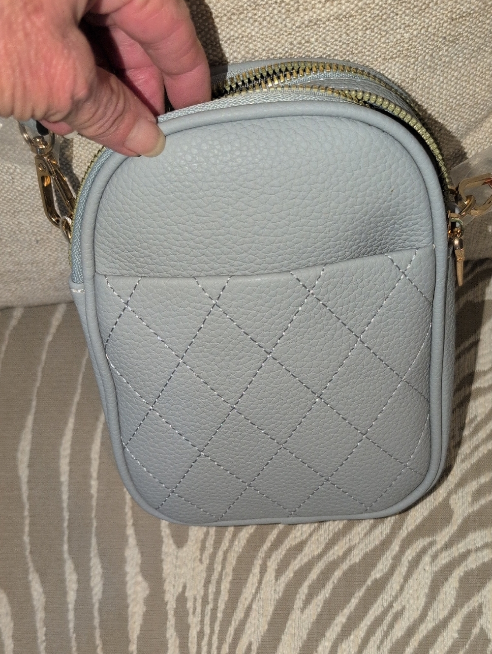 Empire Quilted Light Blue Crossbody Phone Bag - Women's Shoulder Pouch